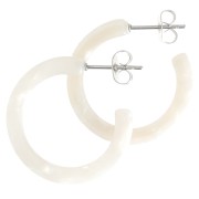 25mm Cellulose Acetate Hoop earrings - Tortoiseshell - White Pearl x2|raw }}