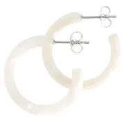 25mm Cellulose Acetate Hoop earrings - Tortoiseshell - White Pearl x2