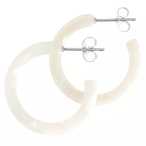 25mm Cellulose Acetate Hoop earrings - Tortoiseshell - White Pearl x2