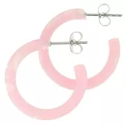 25mm Cellulose Acetate Hoop earrings - Tortoiseshell - Light Pink Pearl x2