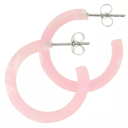 25mm Cellulose Acetate Hoop earrings - Tortoiseshell - Light Pink Pearl x2