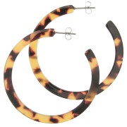 50mm Cellulose Acetate hoop earrings - Tortoiseshell - Brown - Black x2|raw }}