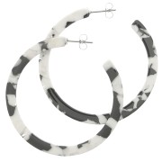 50mm Cellulose Acetate hoop earrings - Tortoiseshell - White - Black x2