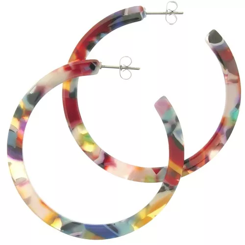 50mm Cellulose Acetate hoop earrings - Tortoiseshell - Multicoloured x