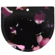 29x34mm Half-moon pendant in acetate - Tortoiseshell - Plum - White x1