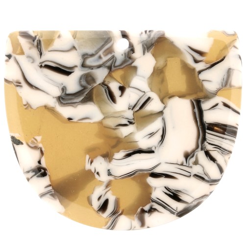 29x34mm Half-moon pendant in acetate - Tortoiseshell - Ochre - White x1
