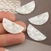 15x30.5mm Acetate Half Moon Pendant - Tortoiseshell - Pearly White x1