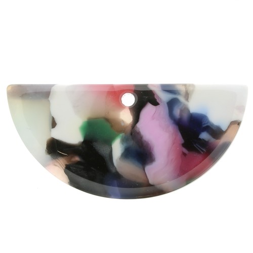 15x30.5mm Acetate Half Moon Pendant - Tortoiseshell - Multicoloured x1