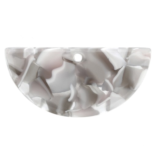 15x30.5mm Acetate Half Moon Pendant - Tortoiseshell - Grey - Brown x1