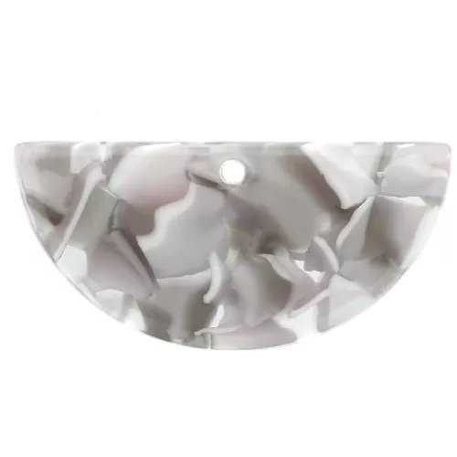 15x30.5mm Acetate Half Moon Pendant - Tortoiseshell - Grey - Brown x1