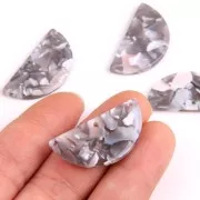 15x30.5mm Acetate Half Moon Pendant - Tortoiseshell - Grey - Brown x1