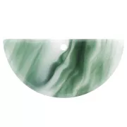 15x30.5mm Acetate Half Moon Pendant - Marbled Dark Green - White x1