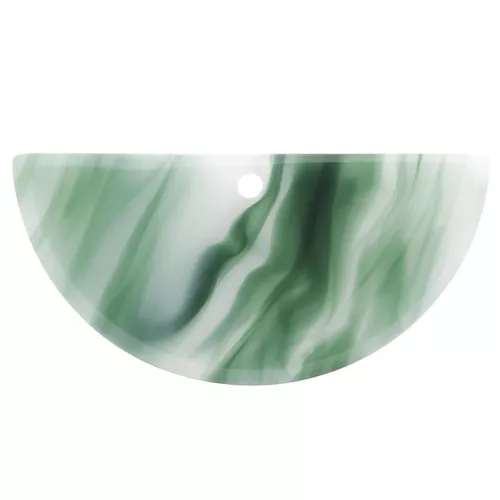 15x30.5mm Acetate Half Moon Pendant - Marbled Dark Green - White x1