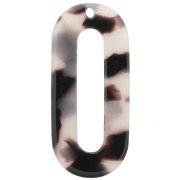 30x13 mm - Acetate Oval Hollow Pendant - Tortoiseshell - Beige - Black x1|raw }}