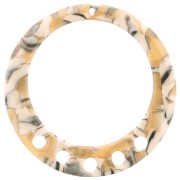 36mm Tortoiseshell Acetate Hollow round Pendant - Ochre - Black x1