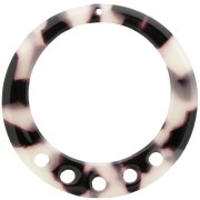 36mm Tortoiseshell Acetate Hollow round Pendant - Beige - Black x1