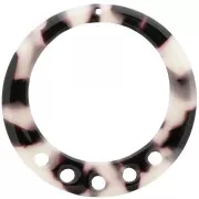 36mm Tortoiseshell Acetate Hollow round Pendant - Beige - Black x1