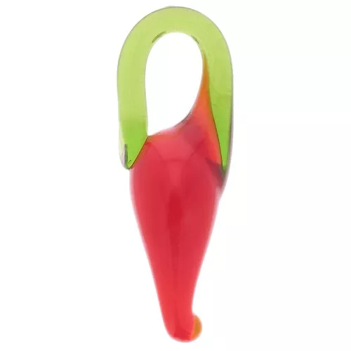 20x10mm Glass Chilli Charms - Red - Green x4