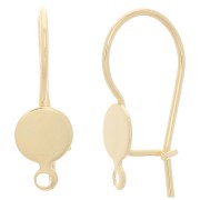 Earwires for 6mmcabochon with closed ring - Fine Gold Plated x2