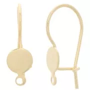 Earwires for 6mmcabochon with closed ring - Fine Gold Plated x2