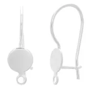 Earwires for 6mmcabochon with closed ring - Silver Tone x2