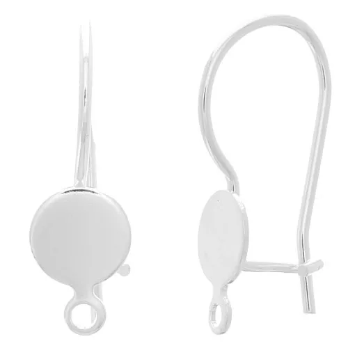 Earwires for 6mmcabochon with closed ring - Silver Tone x2