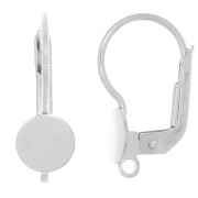 17mm 925 Sterling Silver Leverback Earrings for 6mm cabochon with closed ring x2|raw }}
