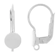 17mm 925 Sterling Silver Leverback Earrings for 6mm cabochon with closed ring x2