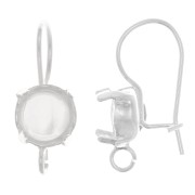 Cabochon earwires with Open Ring for 1028-1088 8 mm cabochon - Silver Tone x2|raw }}