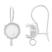 Cabochon earwires with Open Ring for 1028-1088 8 mm cabochon - Silver Tone x2