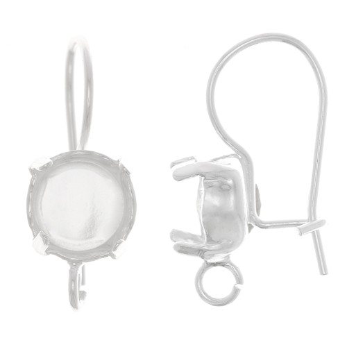 Cabochon earwires with Open Ring for 1028-1088 8 mm cabochon - Silver Tone x2