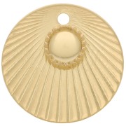 15mm Round charm with pleated effect for 4mm cabochon - Fine Gold Plated x1|raw }}