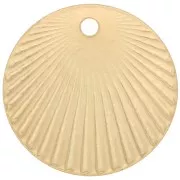 15mm Round charm with pleated effect for 4mm cabochon - Fine Gold Plated x1