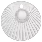 15mm 925 Sterling Silver pleated effect Round charm for 4mm cabochon x1