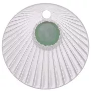 15mm 925 Sterling Silver pleated effect Round charm for 4mm cabochon x1