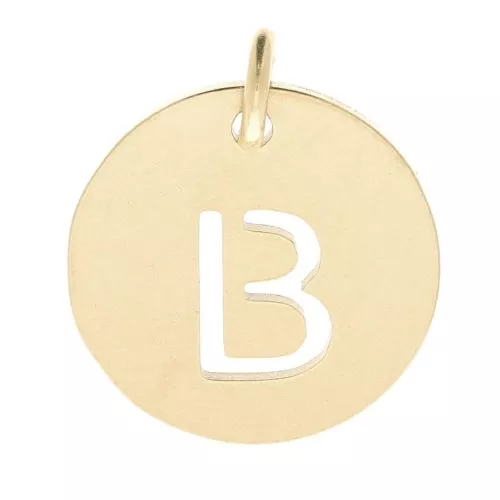 304 Stainless steel 12mm Round Medal - letter B - with jumpring - Gold Tone x1