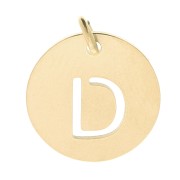 304 Stainless steel 12mm Round Medal - letter D - with jumpring - Gold Tone x1|raw }}