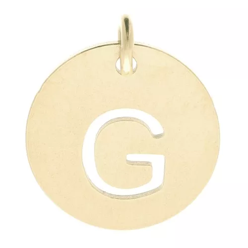 304 Stainless steel 12mm Round Medal - letter G - with jumpring - Gold Tone x1