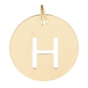 304 Stainless steel 12mm Round Medal - letter H - with jumpring - Gold Tone x1|raw }}