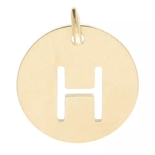 304 Stainless steel 12mm Round Medal - letter H - with jumpring - Gold Tone x1