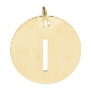 304 Stainless steel 12mm Round Medal - letter I - with jumpring - Gold Tone x1