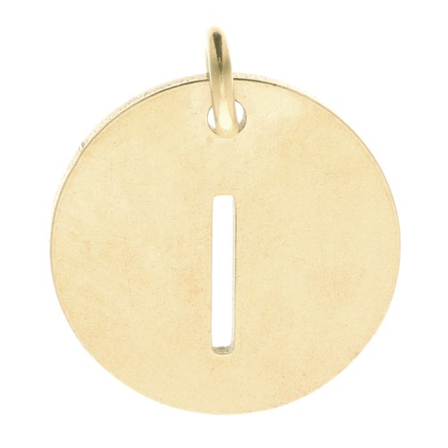 304 Stainless steel 12mm Round Medal - letter I - with jumpring - Gold Tone x1