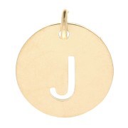 304 Stainless steel 12mm Round Medal - letter J - with jumpring - Gold Tone x1|raw }}