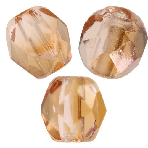 Fire Polished faceted round beads 4mm Peach AB x50