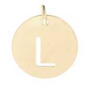 304 Stainless steel 12mm Round Medal - letter L - with jumpring - Gold Tone x1|raw }}