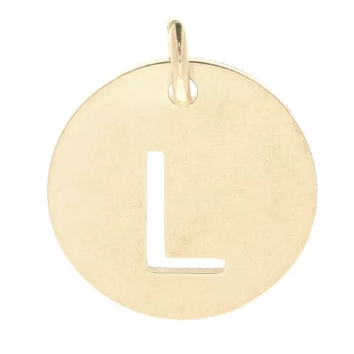 304 Stainless steel 12mm Round Medal - letter L - with jumpring - Gold Tone x1