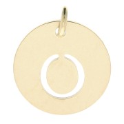 304 Stainless steel 12mm Round Medal - letter O - with jumpring - Gold Tone x1