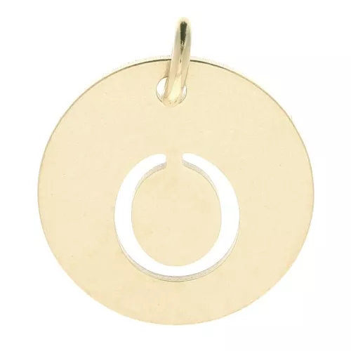 304 Stainless steel 12mm Round Medal - letter O - with jumpring - Gold Tone x1