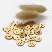 304 Stainless steel 12mm Round Medal - letter W - with jumpring - Gold Tone x1