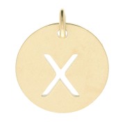 304 Stainless steel 12mm Round Medal - letter X - with jumpring - Gold Tone x1|raw }}